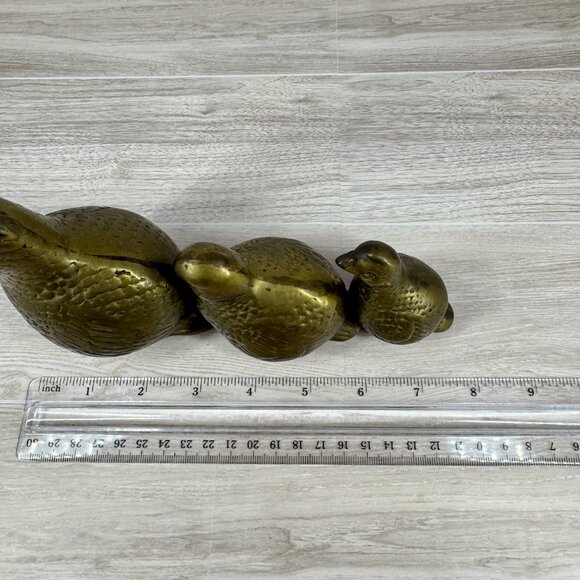 Vintage Solid Brass Quail Figurines Set of 3 MCM Boho Decor - Picture 8 of 11